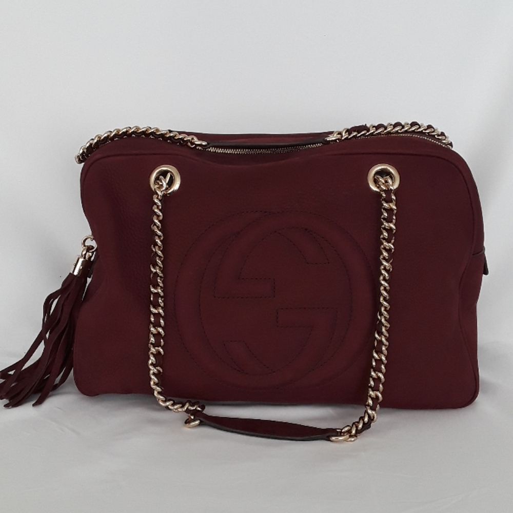 New GUCCI 353126 Soho Nubuck Burgundy Shoulder bag